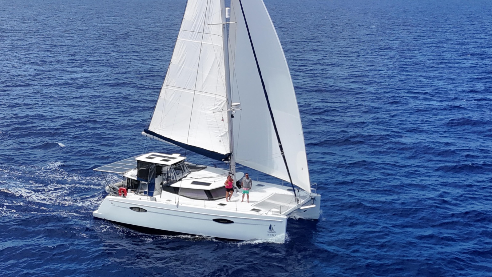 NIMA, a Fountaine Pajot Helia sail catamaran, under sail